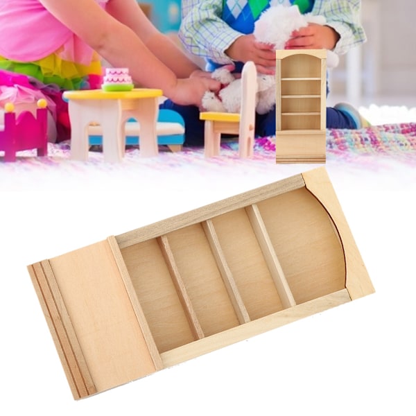 1:12 Dukkehustræbogreol Model til Dukker DIY Dukkehussmøbler Tilbehør Bogreol