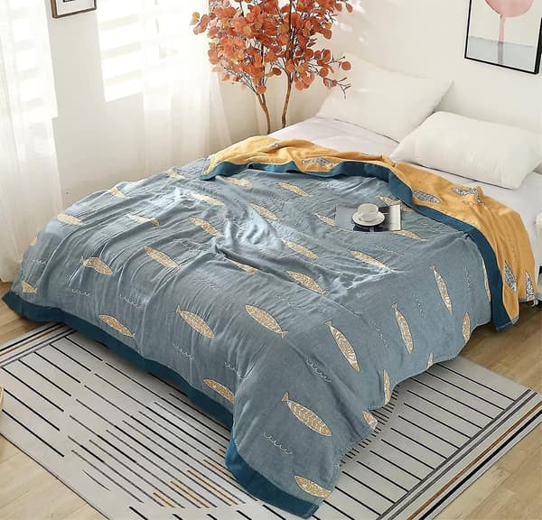 Bomuldsternet Boho Sengetæppe Dobbeltsidet Ternet Sengetøj Sofatæppe 150 X 200 Cm color 7