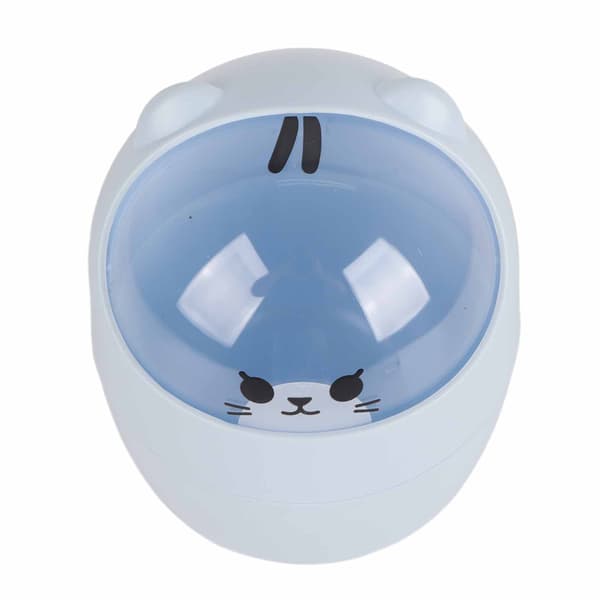 Mini Trash Can Cute Appearance Large Opening Table Plastic Dustbin Detachable Waste Bin with Lid Blue