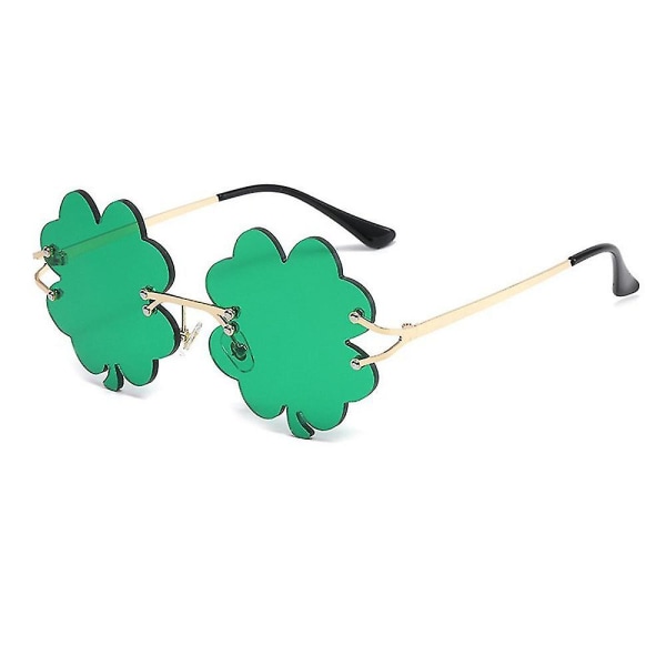 St. Patrick's Day grønne solbriller, Lucky Shamrock Clover briller, Irish Day Eyewear Festartikler C