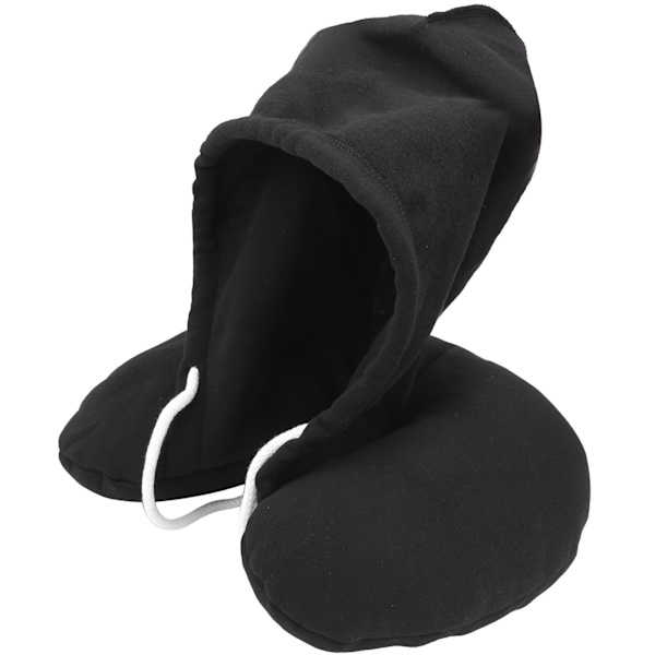 Rejsekudde Komfortabel bærbar Memory Foam U-formet flyvemaskine bil Hoved Nakkepude Sort