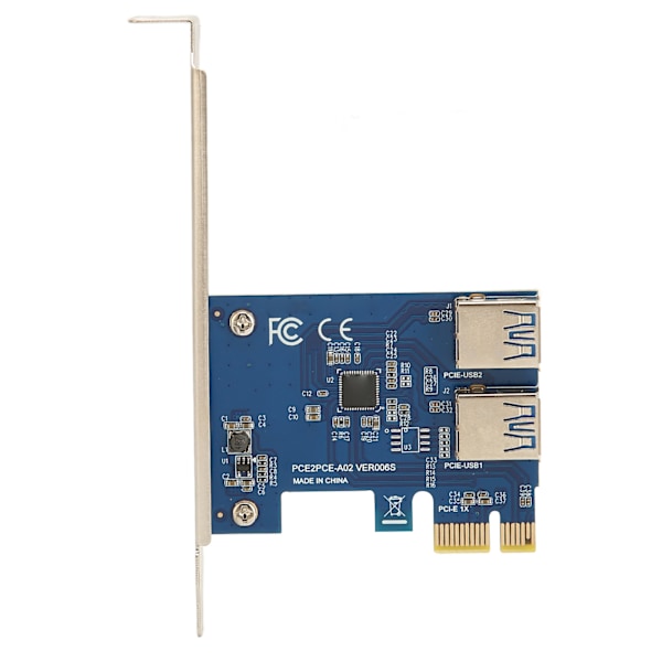 PCI E 1 til 2 Riser Card Bra fleksibilitet Høj stabilitet Pcie Splitter 1 til 2 PCIE Riser Card til Bitcoin Ethereum Mining Blå Plade