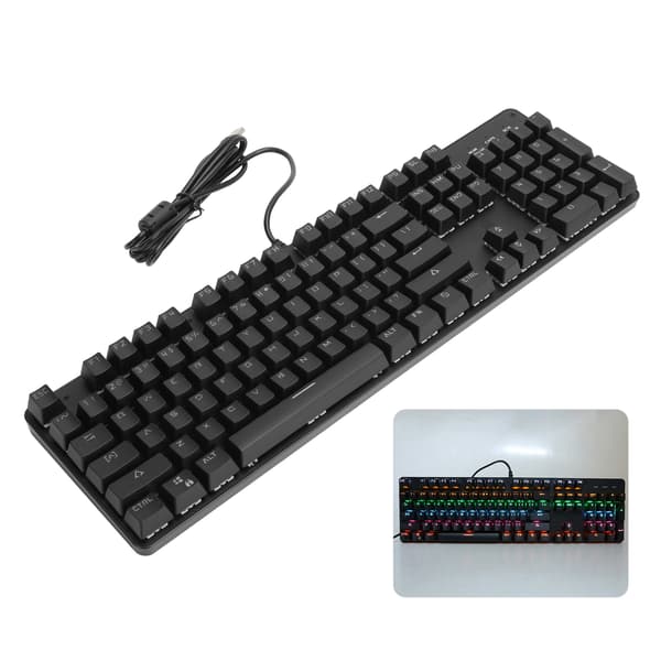 Spil Tastatur Mekanisk Blå Switch 104 Taster Farve Hybrid E-Sport Computer Tilbehør (Sort)
