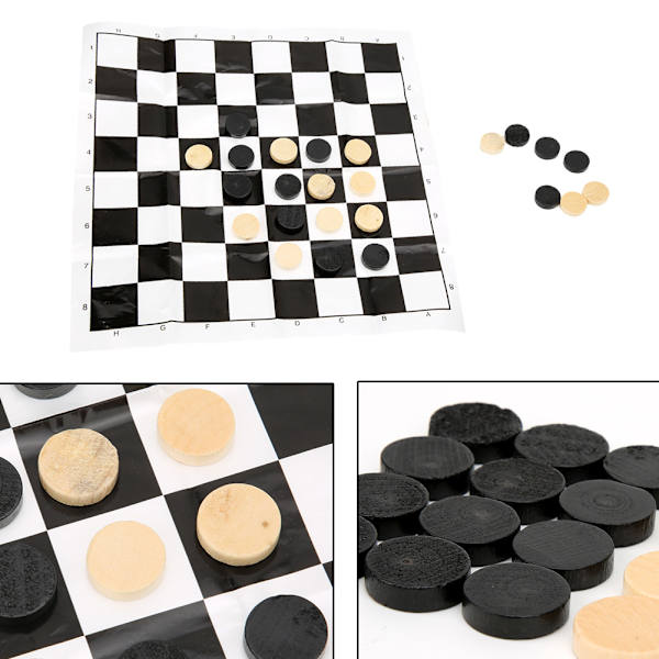 24ST Trä Internationellt Draft Checker Game Set Trä Schackpjäser Med Schackbräde Leksak Present