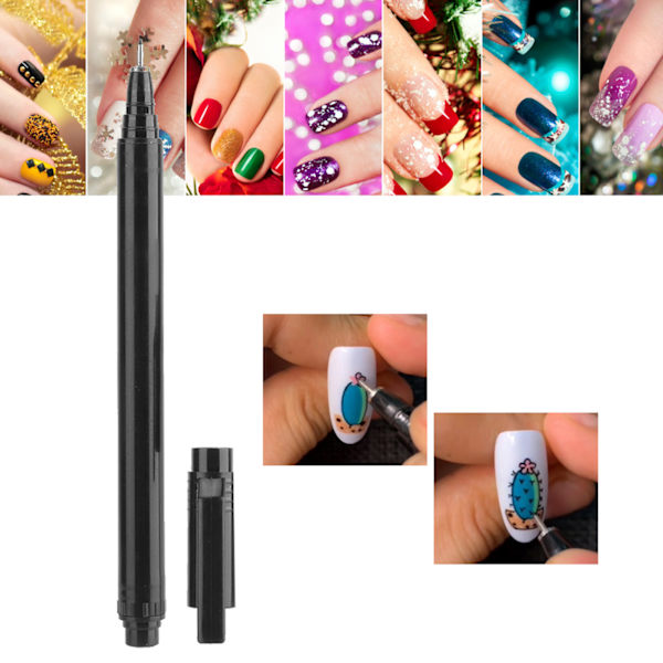 Professionell bärbar nagelgraffitipenna Gör-det-själv-blommönster Nagelmålning Ritpenna SvartSvart
