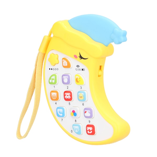 Barntelefonleksaker Moon Shape Early Educational Learning Mobiltelefon med musik ljusgul