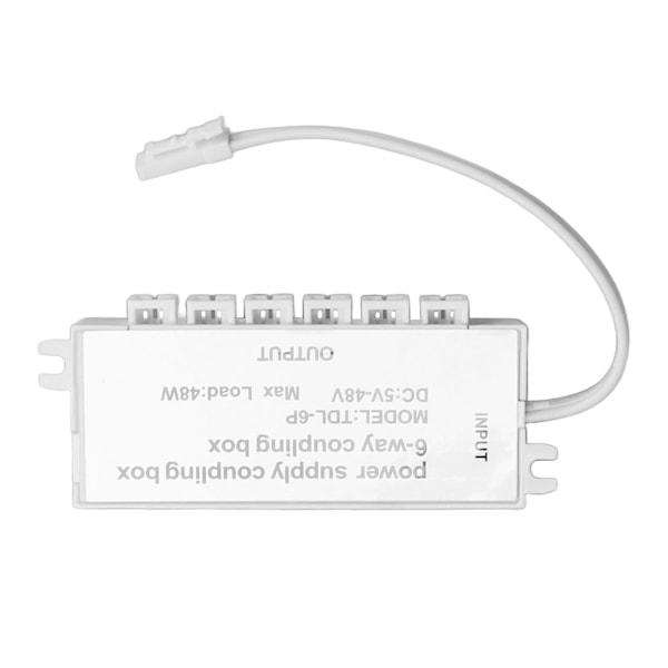 6-vägs strömförsörjning Kopplingsbox Elektrisk nätsladd Anslutningslåda DC Power Splitter för LED-ljus