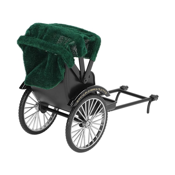 Simuloitu Rickshaw-malli Leikkikalu Metalli Hienovaraiset yksityiskohdat Upea käsityö Jinrikisha-koriste sisustukseen Musta