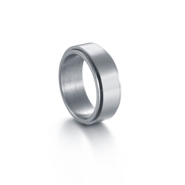 Hane Spinner Ring Herr Titanium Steel 8 Mm Spinning Reliever Worry Smycken Ring For Him (silver)
