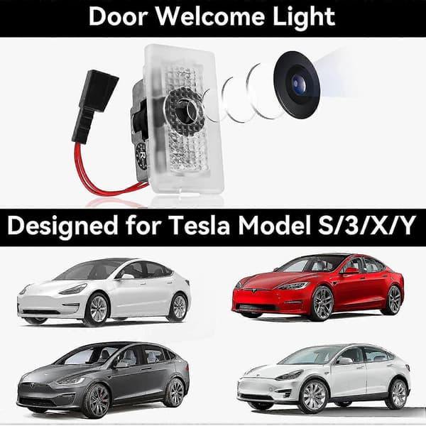 Tesla Model 3 Model Y Model S Model X Dörrlogotyp Projektorlampa, 4 st/Kompatibel medpackning