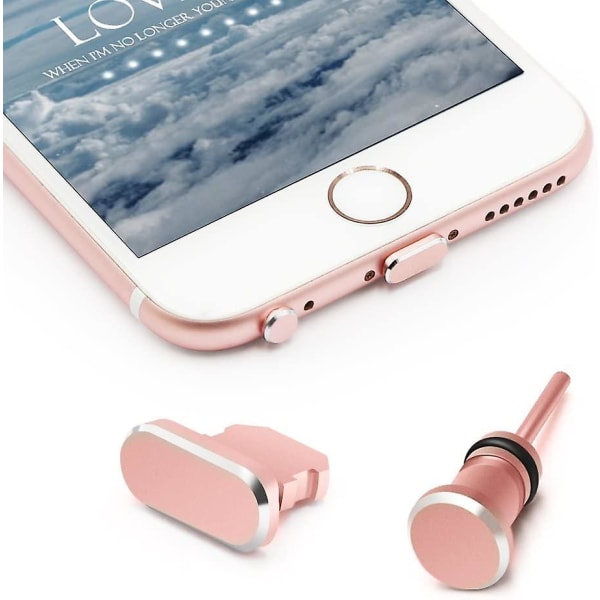 Anti-damm plugg kompatibel med Apple Iphone 5/5s/se/6/6s Plus, ipad Rose Gold