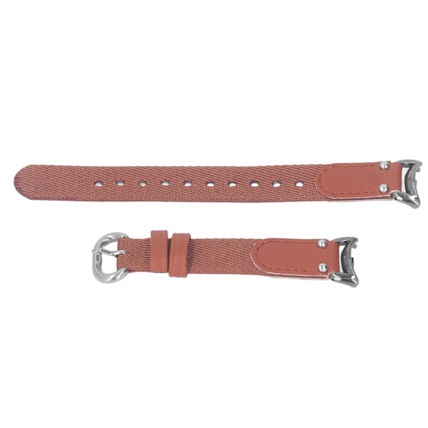 Mjukt canvas PU-läder sportklockarmband Andningsbart utbytesarmband Passar för Mi Band 8 NFC Caramel Brown