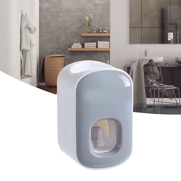 Tandkrämsdispenser Automatisk tandkrämsmaskin Väggmonterad badrumstillbehör med 2 tandkrämspressare Grå