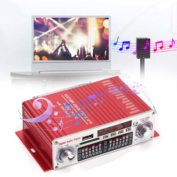 DC12V Moottoripyörän ja Auton Mini Hi-Fi Äänenvahvistin USB-Radio Kaukosäätimellä