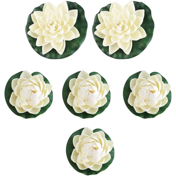 6st Konstgjorda skumdammväxter Lotusliljor För Heminredning Vit White