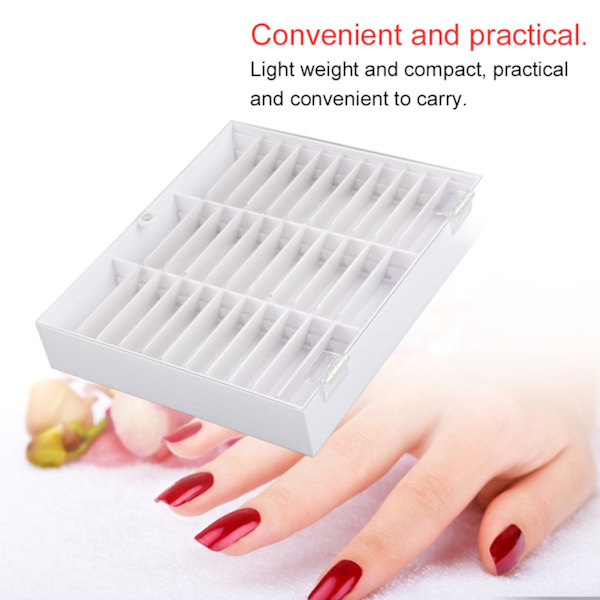 Nagelkonstdekorationsbehållare Tom spikspetsar Förvaringslåda Fake Nail Display Case (Vit)
