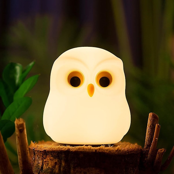 Uppladdningsbar Baby Owl LED Nattlampa - Färgglad & Varmvit Touch Sensor Sänglampa för Barnrum