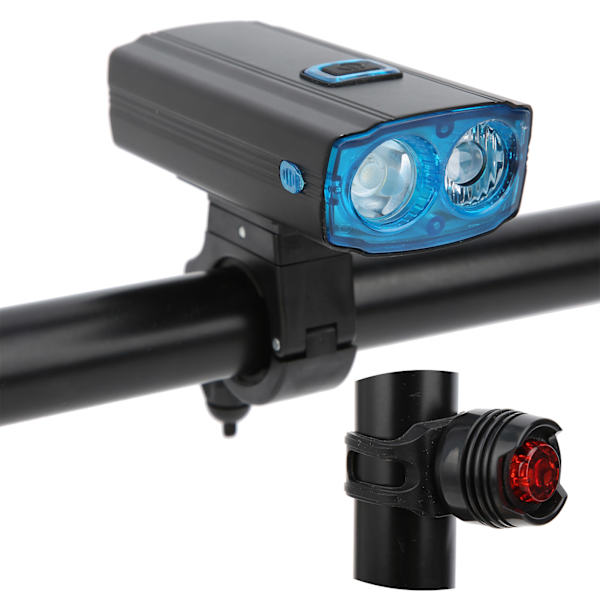 USB genopladelig cykellygte Cykelforlygte Natlygte med baglygte