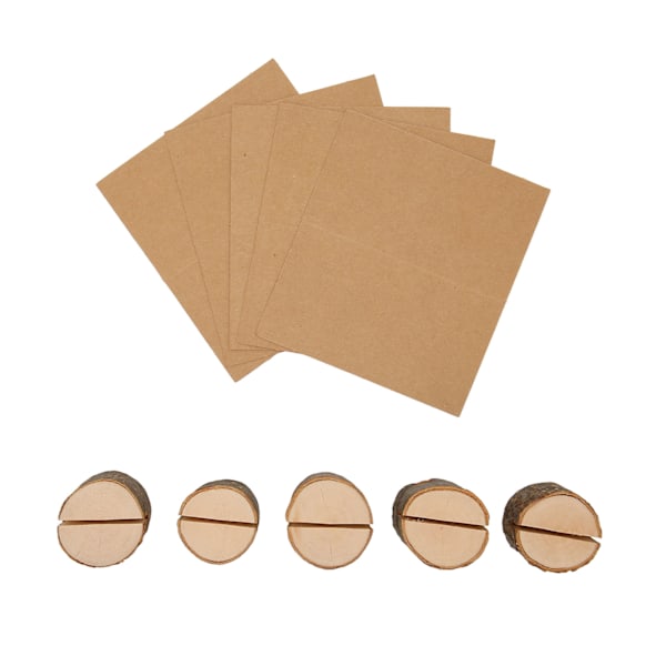 5 stk. Bordkortholdere i tre, 3 cm brede, rustikk stil, stabile bordnummerholdere med kort for fest og bryllup