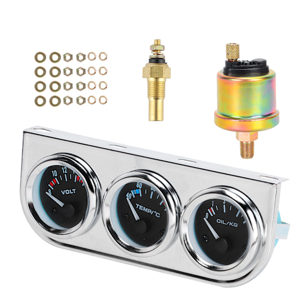 M10x1 52mm 3 i 1 bilmätare Vattentemperatur ＋ Oljetryck ＋ Spänningskombinationsinstrument för automatisk modifiering