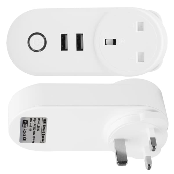 WiFi Smart Plug Strømuttak Trådløs Timer Fjernkontroll LSPA2 UK Plug 100‑240VAC