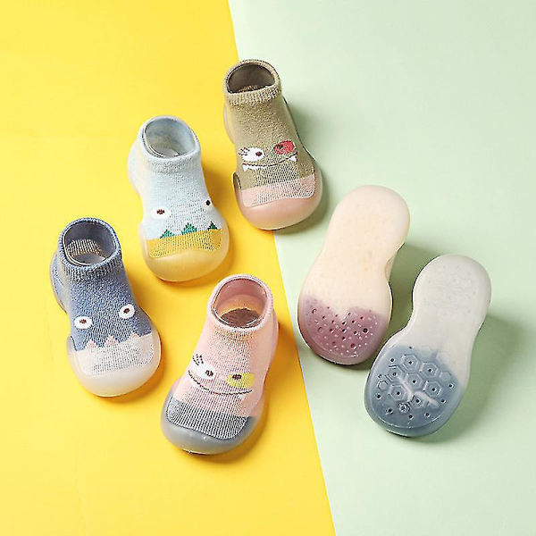 Bomullshalkskydd inomhus tåslippersockor skor för baby 26-27 ljusgrå