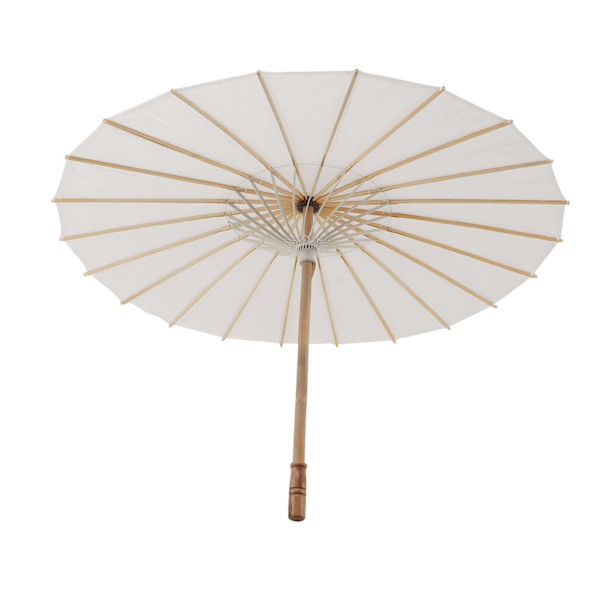 Lasten paperi sateenvarjo bambu ja paperi kiinalainen tyyli Elegantti valkoinen DIY paperi sateenvarjot koristeluun 83 cm/32,7 tuumaa