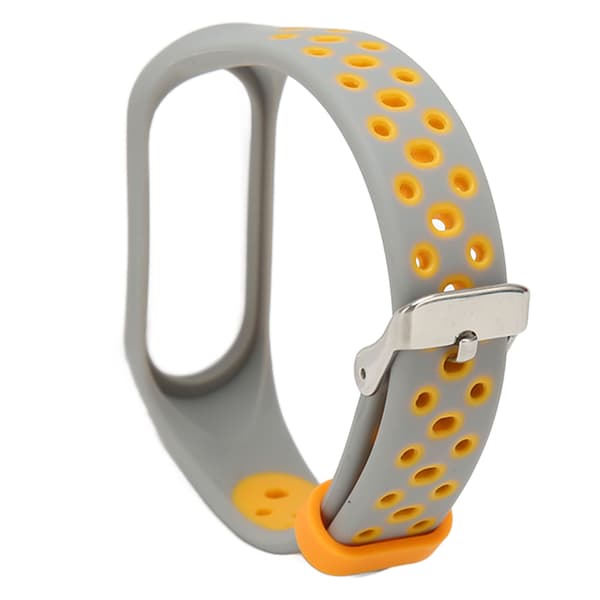 Replacement Strap Full Protection Adjust Size Soft Silicone Smart Wristband for Mi Band 7 Grey Orange