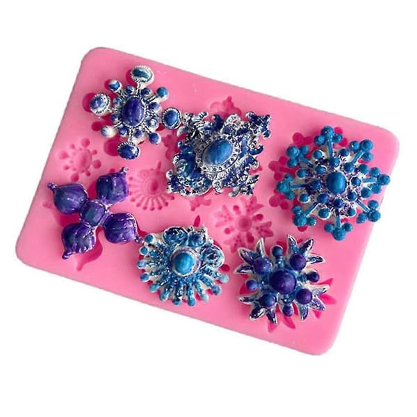 Edelstensformede blomsterformer Kompatibel med bursdagsfest puddingform muffins avtrykksmatter[LD] Pink