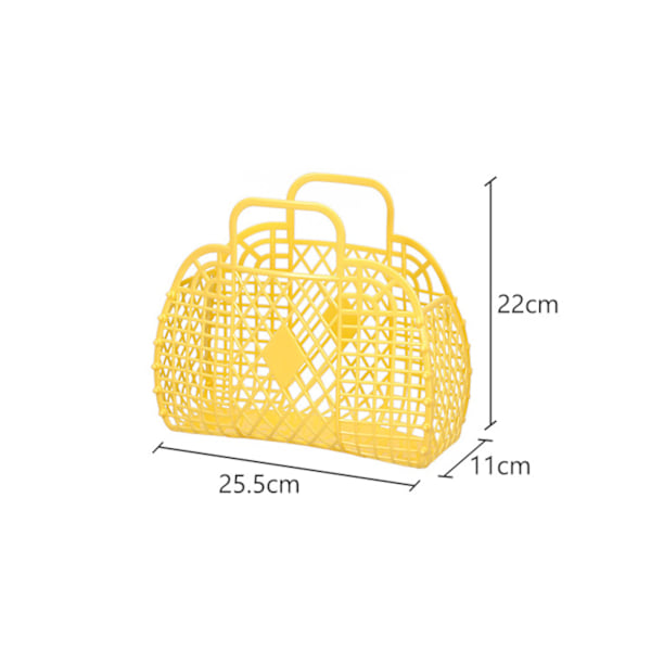 Tyhjä säilytyskori Muovi Uusiokäyttöinen Kannettava Taittuva Kassi Rannalle Kotiin Ostoksille Leikkikaluille Vaatteille Keltainen 250x110x220mm/9.84x4.33x8.66in