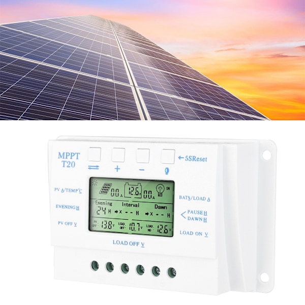 Solcelleladningsregulator PWM 12V/24V Auto PWM Regulator LCD-skjerm