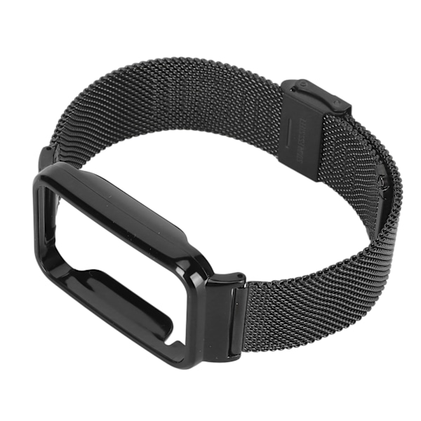 Mesh-rem i rustfrit stål med sort stødfangeretui, udskiftningstilbehør Passer til Mi Band 7 Pro Sort