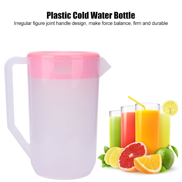 4 000 ml, stor kapacitet, giftfri plastkallvattenflaska (transparent rosa lock)