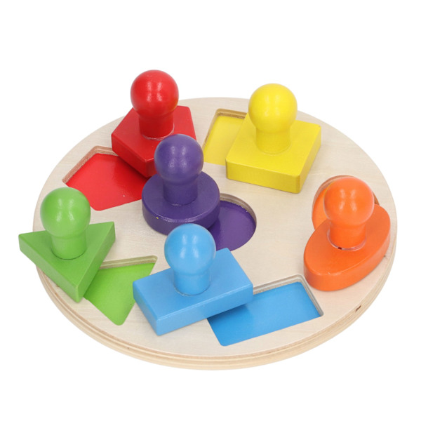 Wood Shape Pussel Pedagogisk Färgrik tidig inlärning Färdighetsutveckling Rund bräda Multi Shape Geometrisk Shape Board