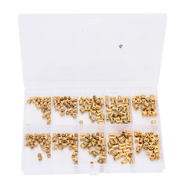 280 stk Messing rillete muttere gjengede innsatsfester M2 M2.5 M3 sortimentsett