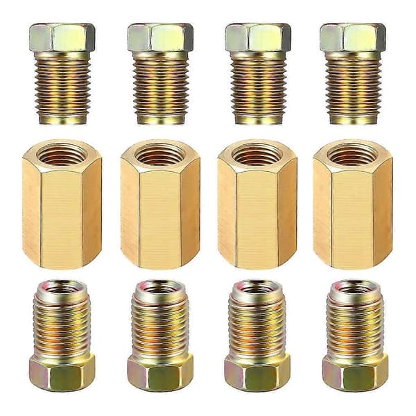 Pakke med 12 7/16\" - 24 messingkoblinger for 1/4\" rør