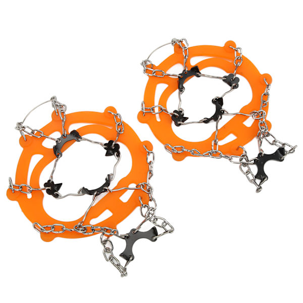 2 stk Isgreb Antislip Sko Spikes Beskyttelse Snegreb med 8 pigge til Vandring Gåture Bjergbestigning Orange