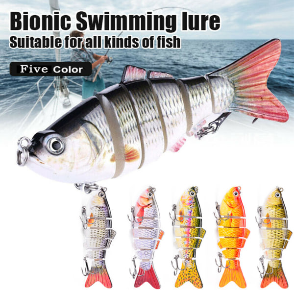 5 stk Simdrag Multi Led Segment 3D Naturligt Hårdt Agns Fiske Agns Fiskekroge Kunstigt Agns Wobbler Agns