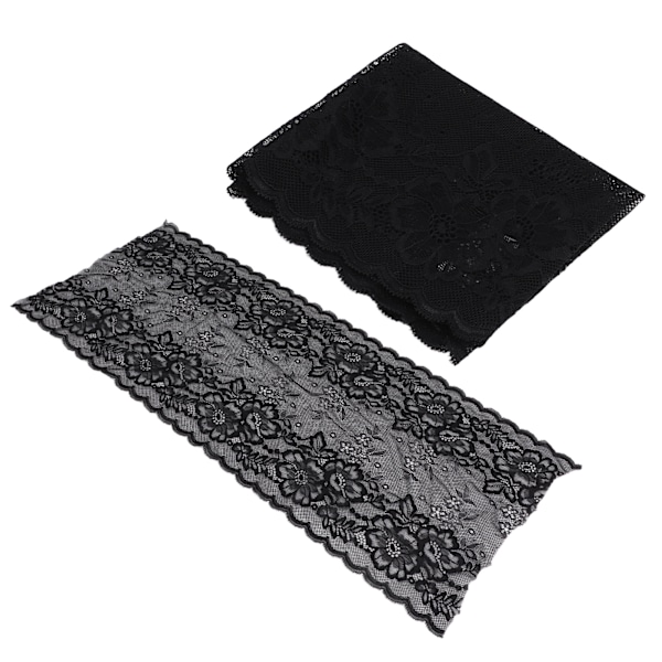 Spetskant 10 Yards 23cm/9.1in Bred Hudvänlig Broderad Blommig Band för Hantverksprojekt Svart