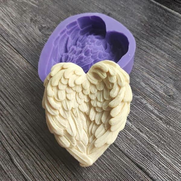 3D Hjerteformet Fjer Boligindretning Epoxyharpiksform Ornament Silikoneform[LD]