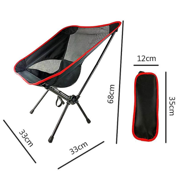 Hopfällbar campingstol med bärväska, ultralätt hopfällbar strandstol, för vandring Fiske Grill picknick utomhus, 240 kg kapacitet
