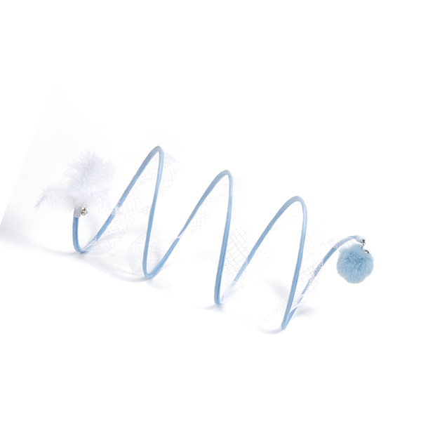 Vikt katttunnel med rullande boll Hopfällbar S-form Interactive Pet Play Tunnels Tube for Home Indoor Blue