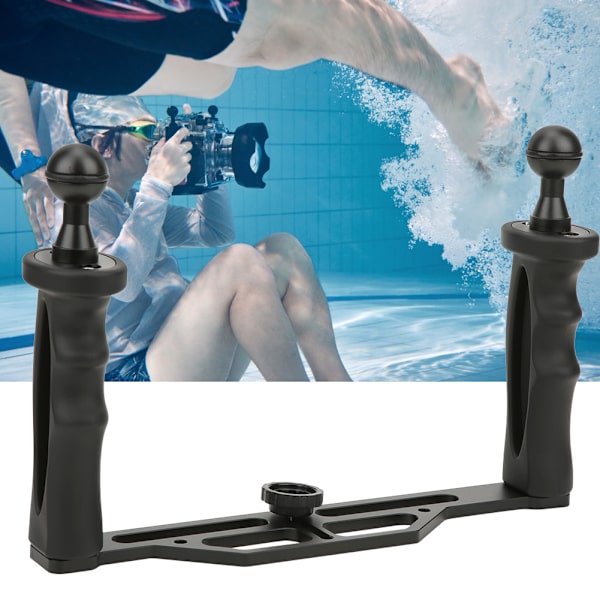 Aluminiumlegering Dobbelt håndholdt håndtak Dykking Lommelyktfeste Undervannssport Kamera Holder Stabilisator