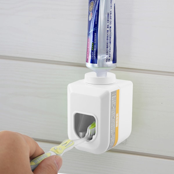 Väggmonterad tandkrämsdispenser Automatisk squeezer tandkrämshållare Hemmabadrum (Vit)