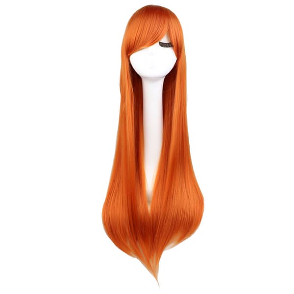Wekity 80cm Vacker Charmig Cosplay Rakt Hår Peruk, Orange
