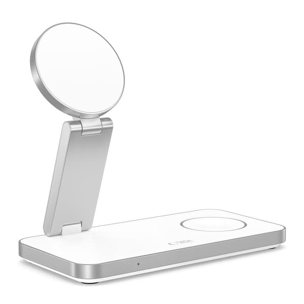 Tech-Protect QI15W-A47 3-i-1 MagSafe trådløs lader 15W - Hvit Vit white