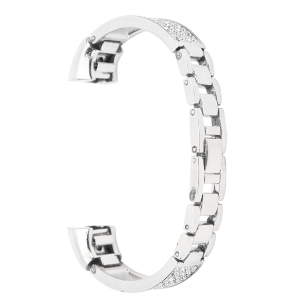 Armbånd i rustfrit stål til kvinder indlæg rhinestone Armbånd Håndledsdekoration til FitbitSilver