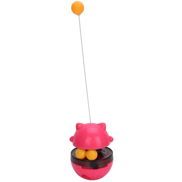 Pet Cats Leaking Food Dispenser ABS Rolling for Training with Ball Training Interactive Toys Red