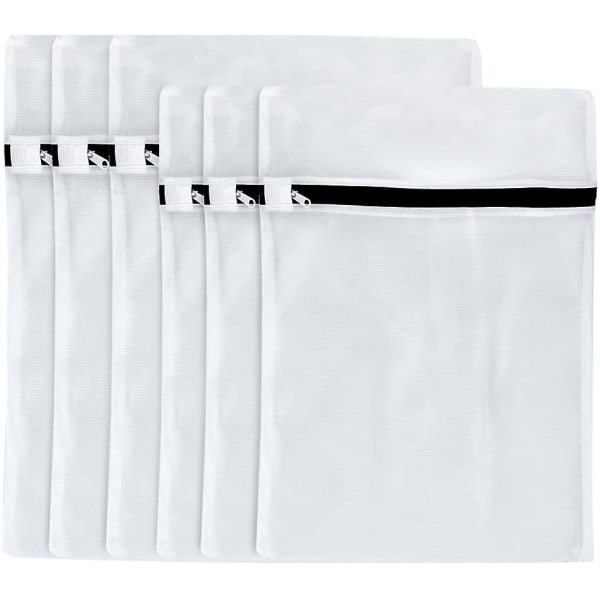 Mesh , valkoiset vetoketjulliset pyykkipussit - 6 kpl set