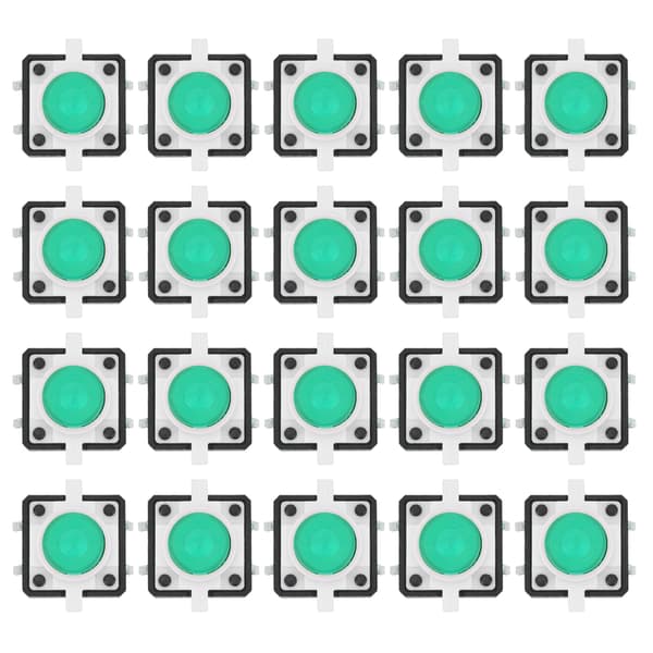 20 st 12x12x7,3 mm taktil tryckknappsbrytare LED momentan taktil tryckknapp SwitchGrön